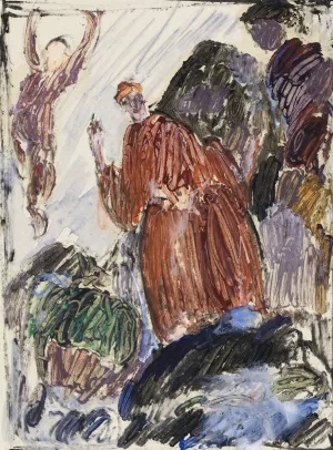 Studie efter kunstnerens eget maleri 'Dante by J.A. Jerichau Oil Painting