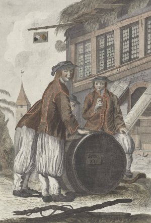Drie mannen in Zwitserse kleding voor een huis by J.A. Zoutman Oil Painting