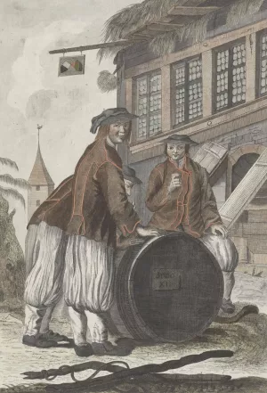 Drie mannen in Zwitserse kleding voor een huis by J.A. Zoutman Oil Painting