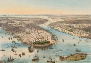 Vue Generale de New-York by J. Bachmann Oil Painting