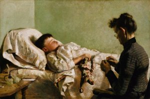 The Sick Child by J. Bond Francisco Oil Painting