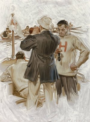 Harvard Crew Team Oil painting by J.C. Leyendecker
