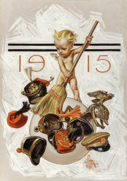 New Year's Baby  by J.C. Leyendecker - Hand-Painted Oil Painting Reproduction