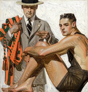 Record Time, Cool Summer Comfort, House of Kuppenheimer ad by J.C. Leyendecker Oil Painting
