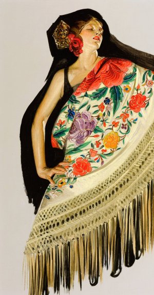 Spanish Shawl by J.C. Leyendecker Oil Painting