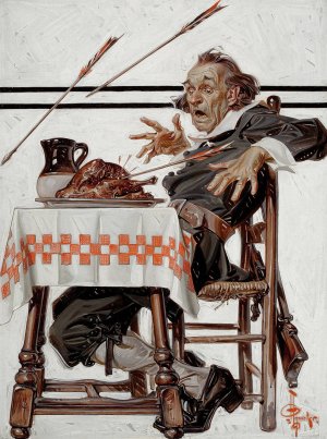 Startled Pilgrim by J.C. Leyendecker Oil Painting