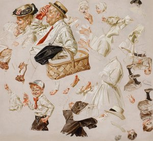 Study for the Saturday Evening Post cover, July 3 by J.C. Leyendecker Oil Painting