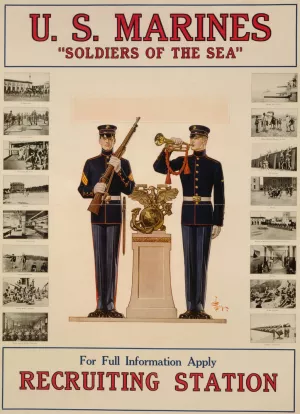 U.S. Marines 'Soldiers of the Sea' by J.C. Leyendecker Oil Painting