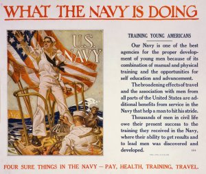 What the Navy is doing by J.C. Leyendecker Oil Painting