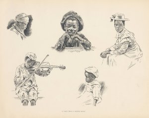 A page from a sketch book by J. Campbel Phillips Oil Painting