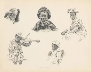 A page from a sketch book by J. Campbel Phillips Oil Painting