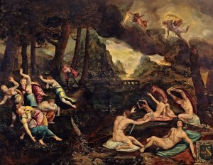 Apollo And Artemis Killing The Children Of Niobe by J. Charbonnier Oil Painting