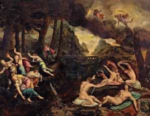 Apollo And Artemis Killing The Children Of Niobe by J. Charbonnier Oil Painting