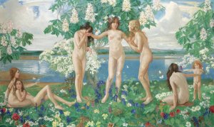 The Three Graces by J. Franklin Kershaw Oil Painting