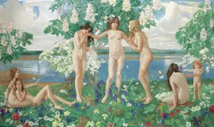 The Three Graces by J. Franklin Kershaw Oil Painting