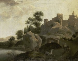 Italian Landscape by J.G. Schieblius Oil Painting