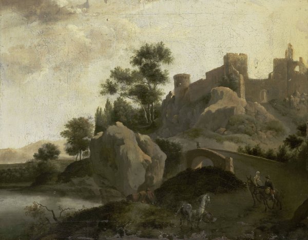 Italian Landscape  by J.G. Schieblius - Hand-Painted Oil Painting Reproduction