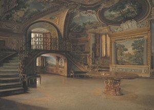 En sal i Palazzo Borghese by J.Th. Hansen Oil Painting