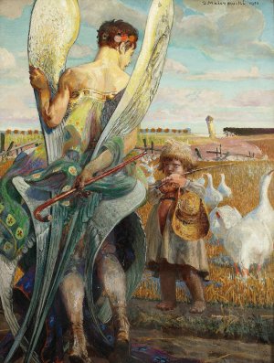 Angel, I shall follow thee by Jacek Malczewski Oil Painting