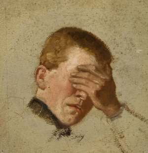 Boy covering his eyes by Jacek Malczewski Oil Painting