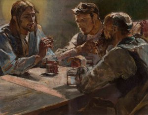 Christ in Emmaus by Jacek Malczewski Oil Painting