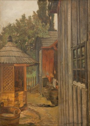 Courtyard by Jacek Malczewski Oil Painting