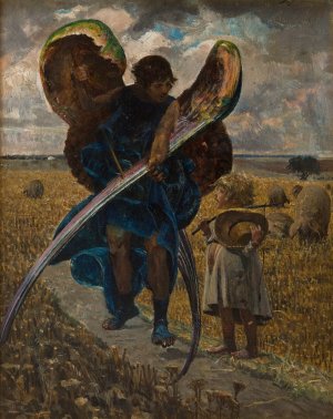 Following the Angel - Triptych by Jacek Malczewski Oil Painting