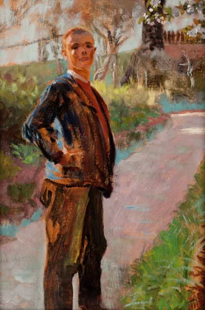 Landscape with the Artist's Son on a Path by Jacek Malczewski Oil Painting