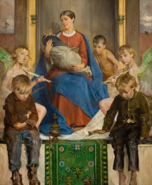 Madonna and Children by Jacek Malczewski Oil Painting