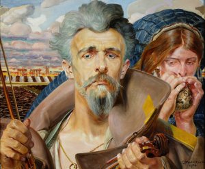Music - central section of the triptych by Jacek Malczewski Oil Painting