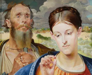 Music - left wing of the triptych by Jacek Malczewski Oil Painting