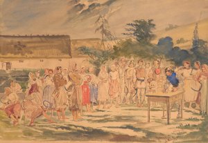 Peasants waiting for payment by Jacek Malczewski Oil Painting