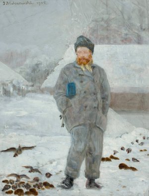 Portrait of Adolf Dygasinski with birds by Jacek Malczewski Oil Painting
