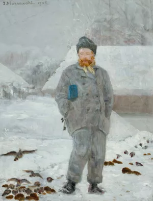 Portrait of Adolf Dygasinski with birds Oil painting by Jacek Malczewski
