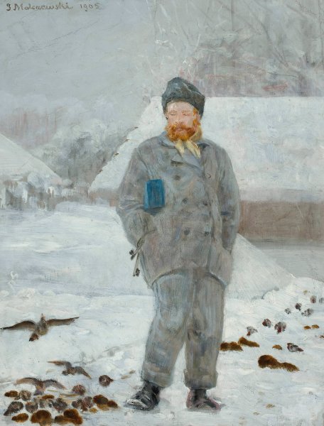 Main Product Photo of Portrait of Adolf Dygasinski with birds  Painting by Jacek Malczewski