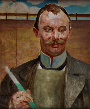 Portrait of Alfred Stepek by Jacek Malczewski Oil Painting