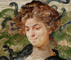 Portrait of Helena Sulima, actress, as Gorgon by Jacek Malczewski Oil Painting
