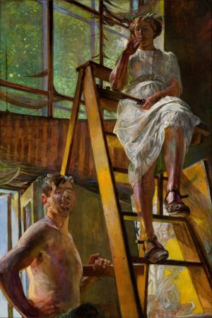 Satyr and a Model by Jacek Malczewski Oil Painting