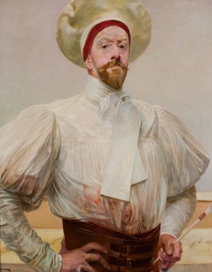 Self-Portrait in a White Attire by Jacek Malczewski Oil Painting