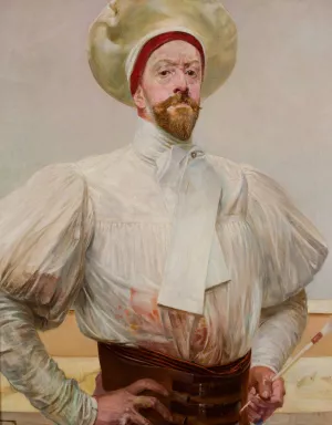 Self-Portrait in a White Attire Oil painting by Jacek Malczewski