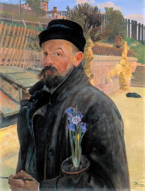 Self-Portrait with a Hyacinth by Jacek Malczewski Oil Painting