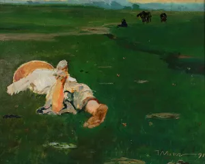Shepherd girl in a meadow by Jacek Malczewski Oil Painting