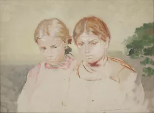 Two Girls by Jacek Malczewski Oil Painting