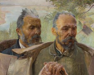 Two heads of old men by Jacek Malczewski Oil Painting