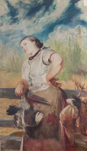Woman Slaughtering Hens by Jacek Malczewski Oil Painting