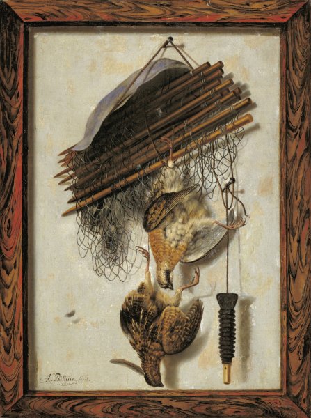 Dead Wildfowl And A Huntsman's Net. Trompe L'oeil  by Jacob Biltius - Hand-Painted Oil Painting Reproduction