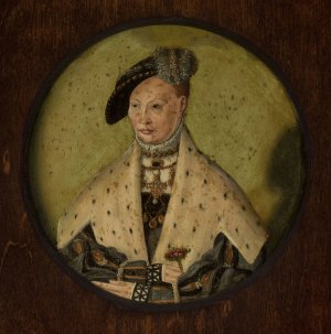 Portrait of princess Dorothea, wife of Albrech of Prussia by Jacob Binck Oil Painting