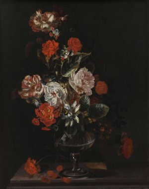 Still Life with Flowers by Jacob Campo Weyerman Oil Painting
