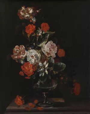 Still Life with Flowers by Jacob Campo Weyerman Oil Painting