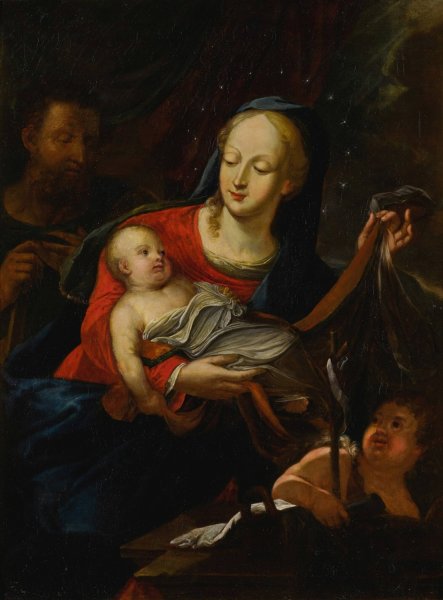 Holy Family with the infant St. John the Baptist by Jacob Carl Stauder - Hand-Painted Oil Painting Reproduction